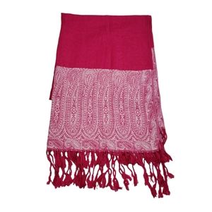 Cashmere Womens Scarf Wrap Pink Paisley 24 x 66 Inches Tassled Multi Use